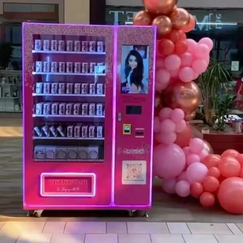 Customized Factory Wholesale Beauty Touch Screen Vending Machine with SDK Function Pink for Wigs and Credit Card Payment