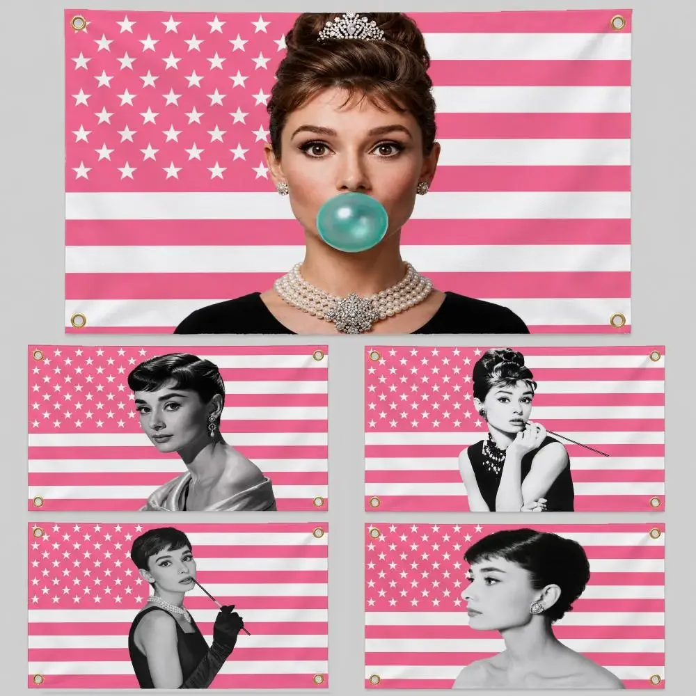 Celebrity Audrey Hepburn Holly Golightly Flags Wall Hanging Background Flag Wall Decor Banners for Outdoor Bedroom Dorm Room