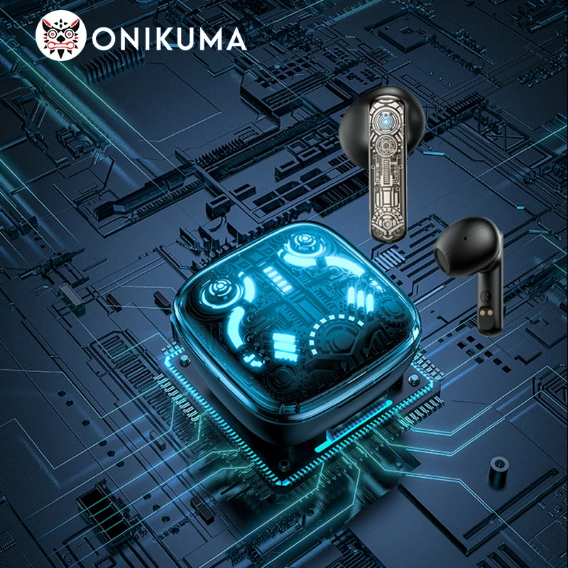 ONIKUMA Wireless Gaming Headsets With RGB Light Professional TWS Earphones With Noise-Canceling Microphone