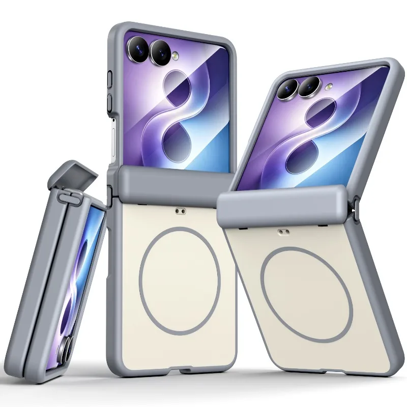 Skin Feel Heavy Duty Armor Magnetic Case for Samsung Z Flip 8 for Magsafe Charger PC Hard Shockproof Hinge Protective Cover