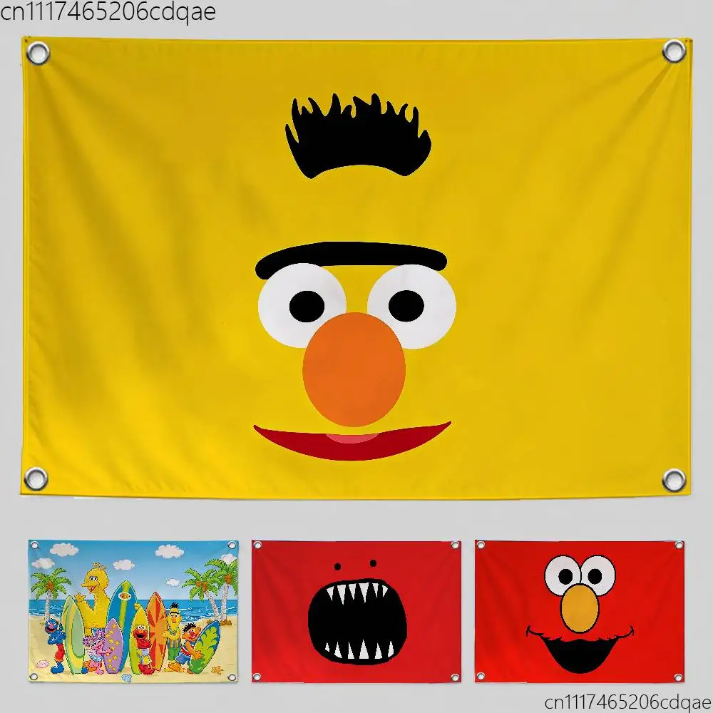 FOR S-Sesame S-Street Cartoon Flags Home Yard & Garden Decor Banner - Indoor Outdoor Wall Hanging Flag