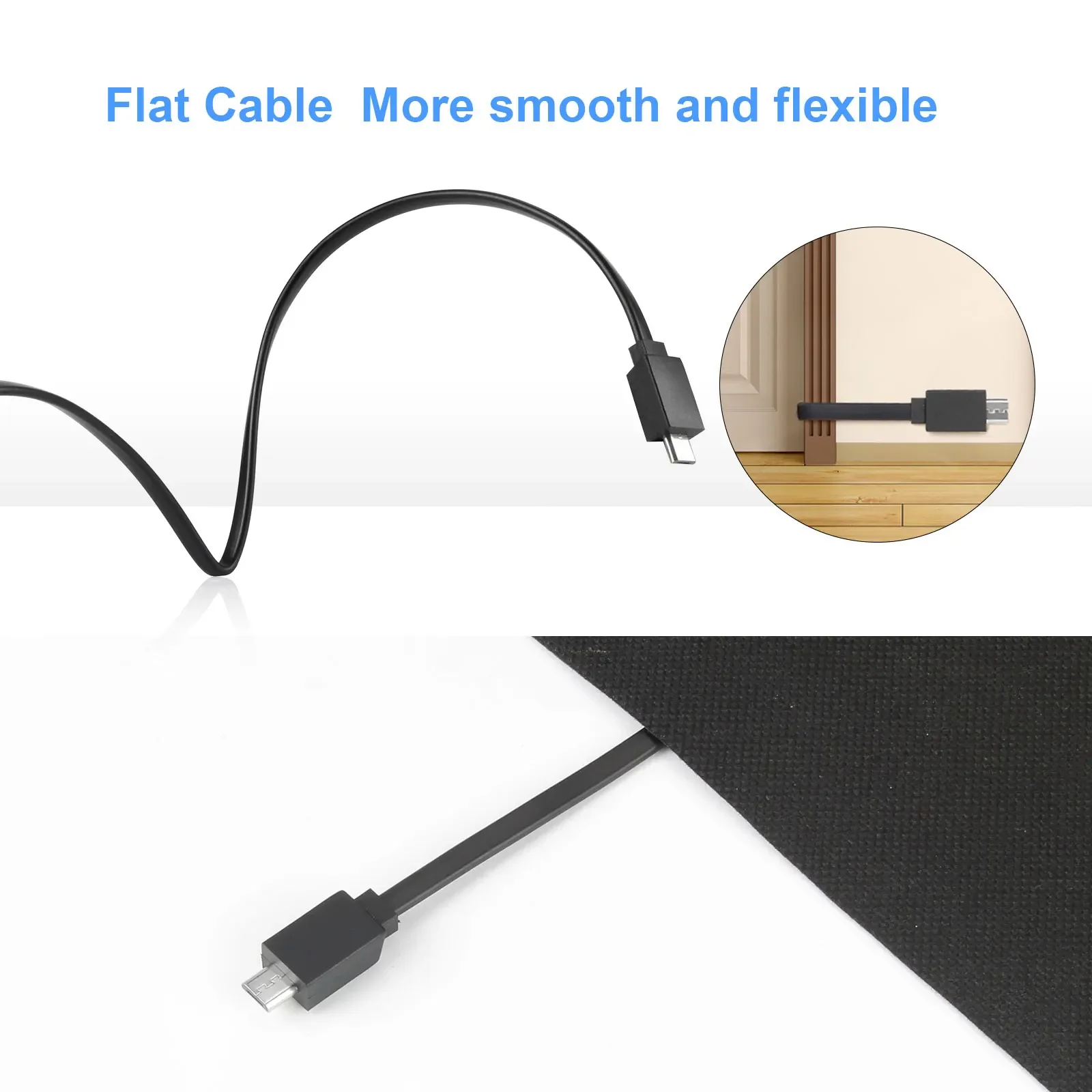 Soshine Long Micro USB Cable 8m USB Flat Cable to Micro USB Charging Cord for PS4 Controller Security Camera Monitor Power Bank