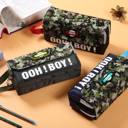 CHEN LIN 1Pc Woodland Camouflage Pencil Case per ragazzi multifunzione di grande capacità Pen Bag Military Army Camo Pen Box Stationery