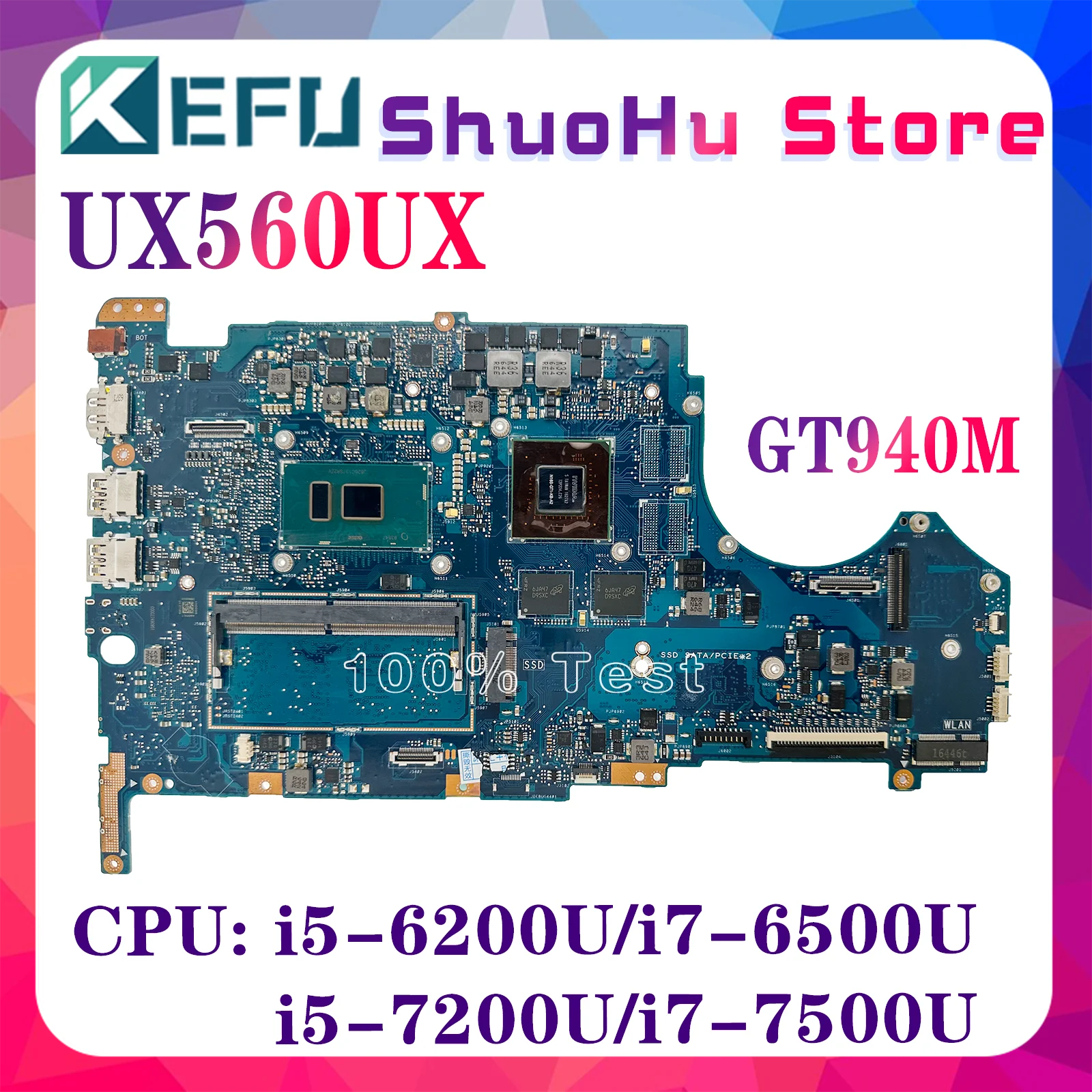 KEFU UX560UQK  Laptop Motherboard  For ASUS Flip UX560UX Q542UQ UX560UQ Q534UX Mainboard i5 i7-6th 7th Gen 8GB-RAM GT940M/GTX950