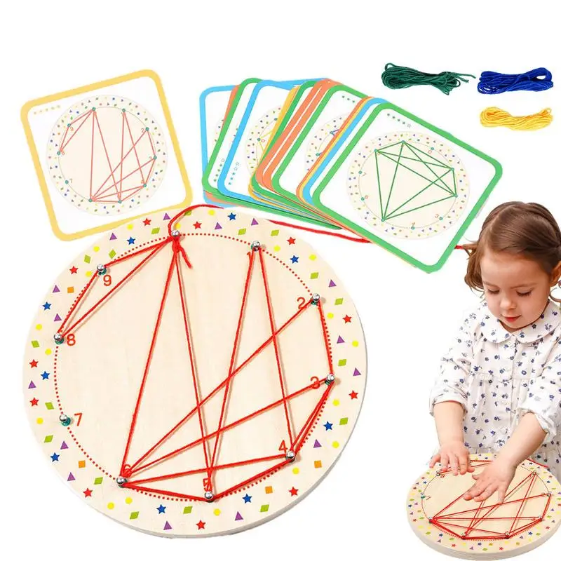 Montessori Geoboard Thread-Winding Game Fine Motor Skills Montessori Educational Toys For Preschool Girls Boys Ages 3-5