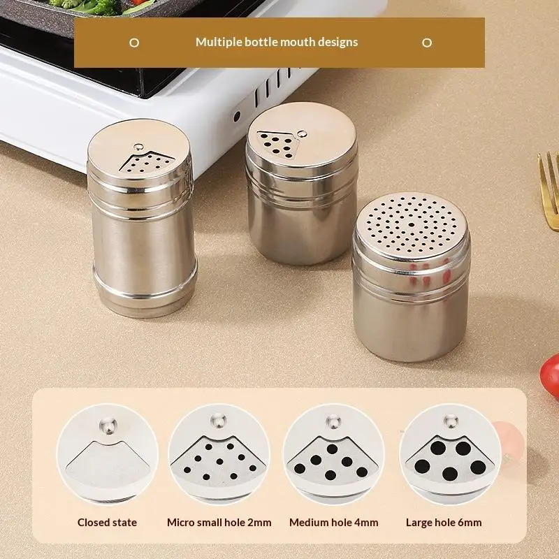 Stainless Steel Spice Shaker Jars With Adjustable Holes And Rust Resistant Design Perfect For Home Kitchen Cooking Outdoor BBQ
