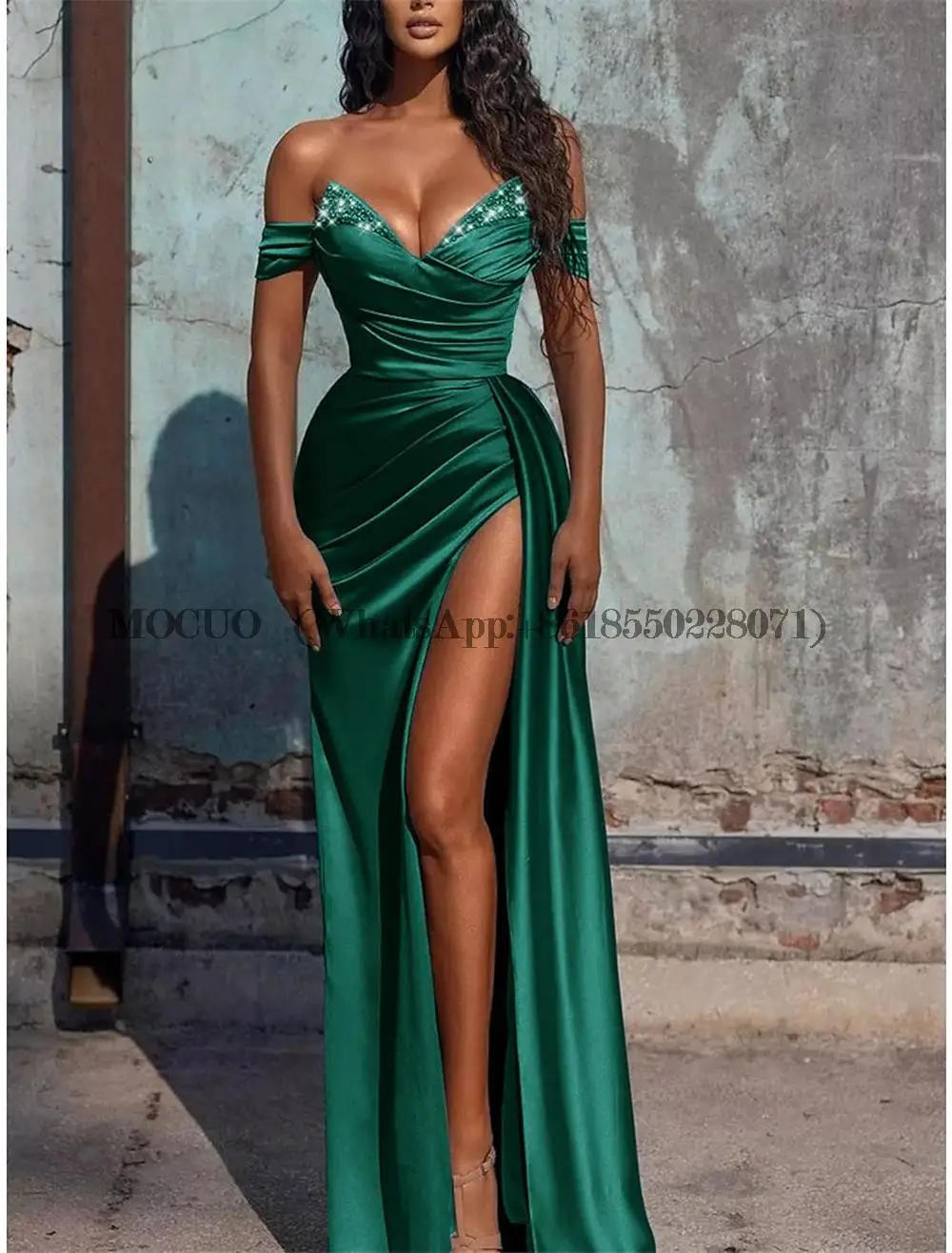 Robe de Rhsirène longue en satin avec fente perlée, robes de demoiselle d'honneur, soirée formelle, sexy, hors initié, luxe, quelle que soit la fente, 2023