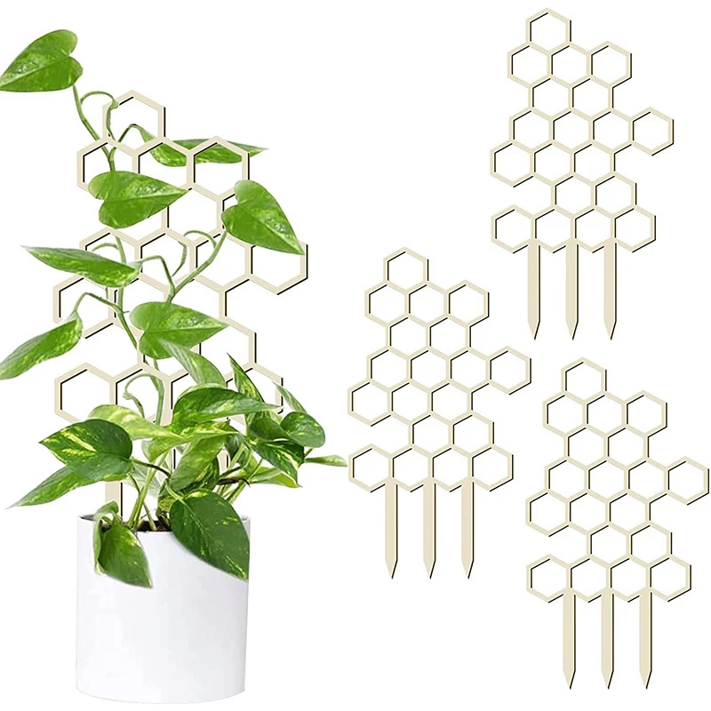 Wooden Honeycomb Plant Climbing Stand Creative Lattice Climbing Plant Stand Horticultural Potting Stand Fixed Support Pole