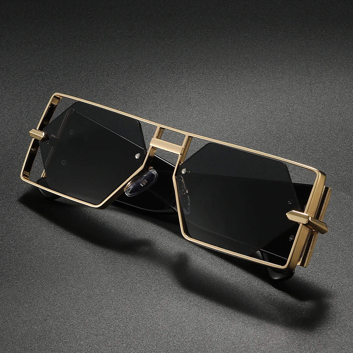 Coole Luxus-Sonnenbrille für Damen, quadratisch, aushöhlen, Designer-Brille, kräftig, Vintage, Ins Fashoin Shades – Detail 6