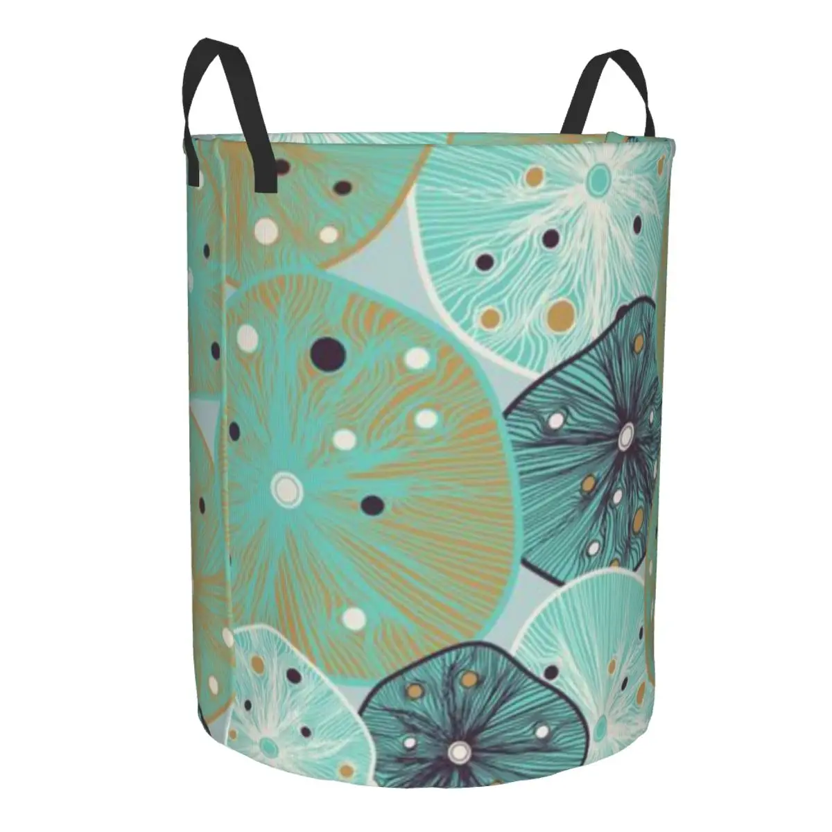 Folding Laundry Basket Colorful Waterlily Leaves Chic Dots Dirty Clothes Storage Bucket Wardrobe Clothing Organizer Hamper