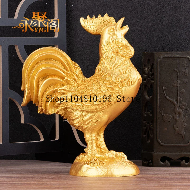 Factory direct sales: golden rooster figurines, resin rooster ornaments, bronze-like rooster decorations, twelve zodiac animal r