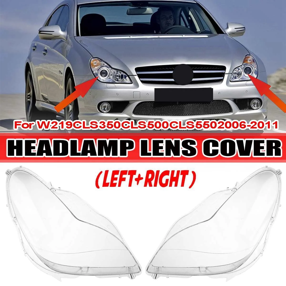 Left Headlight Shell Lamp Shade Transparent Lens Cover Headlight Cover A2198203061 for Mercedes-Benz CLS W219 2006-2011