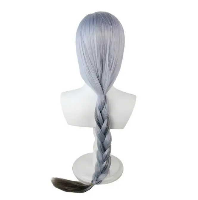 Game Cosplay ShenHe Wig Light Blue Gradient Bold Twist Braids Heat Resistant Synthetic Hair Party Wigs Dakimakura Pillow Case