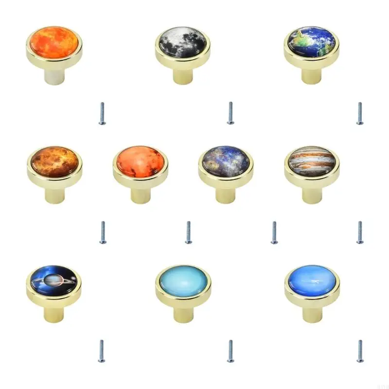 Space-Themed Furniture Knobs,Cabinet Furniture Handle Knobs, 6 Pack Metal Drawer and Wardrobe Hardware with Domed Fronts M4YD