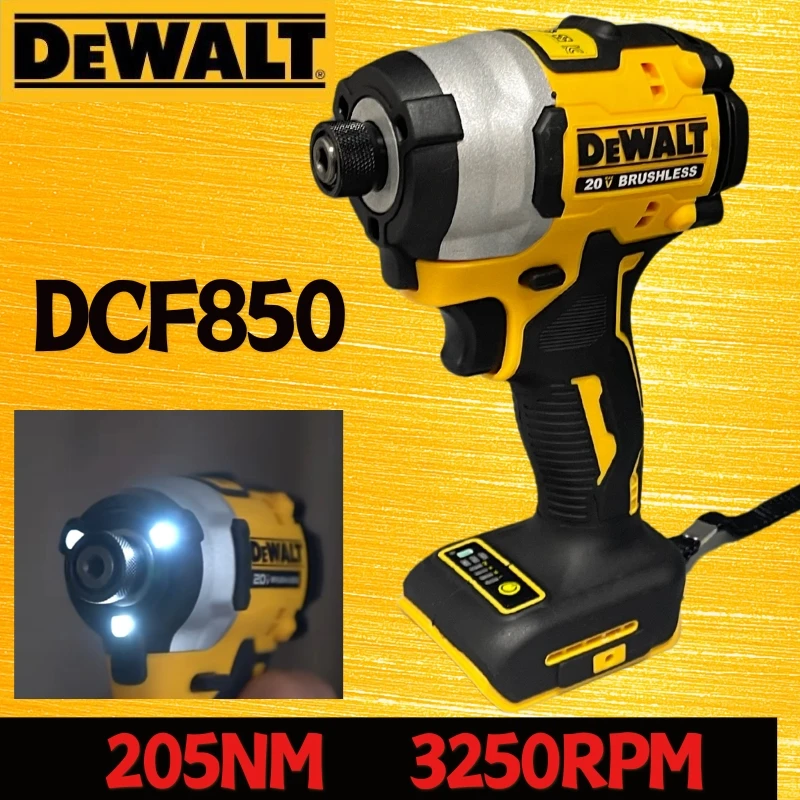 DEWALT-taladro inalámbrico con Motor sin escobillas, destornillador recargable, taladro de impacto eléctrico, herramientas eléctricas, DCF 850, 20V,