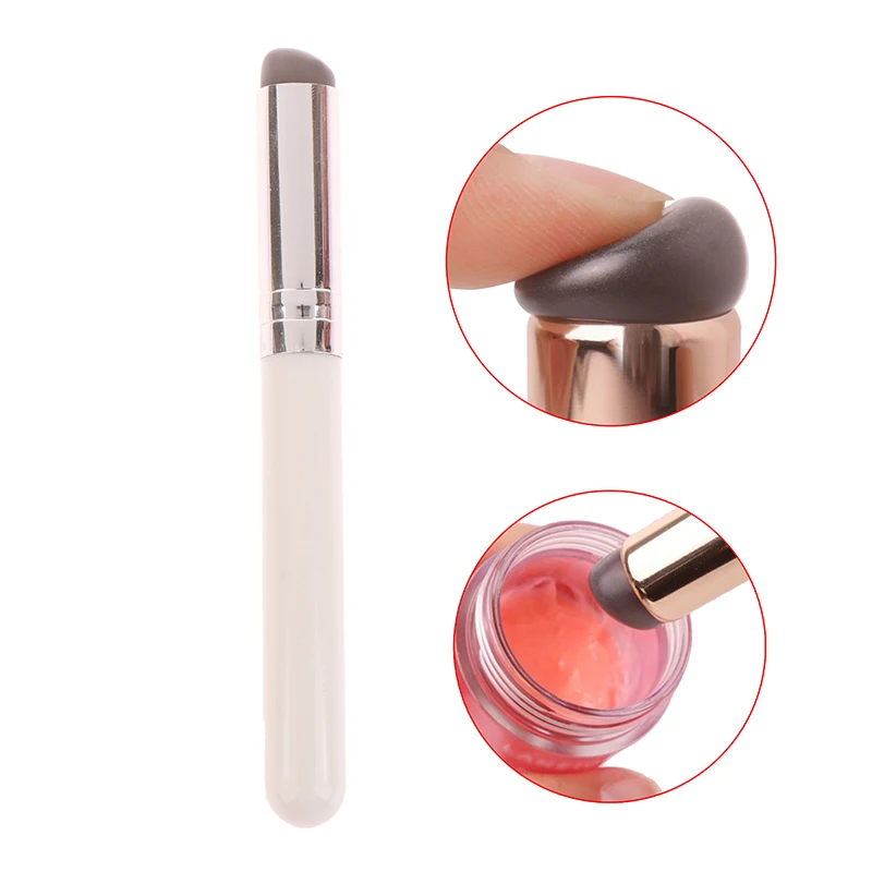 Q Bullet Round Head Silicone Angled Concealer Brush Like Fingertips Q Soft Portable Silicone Lip Brush Lipstick Brush