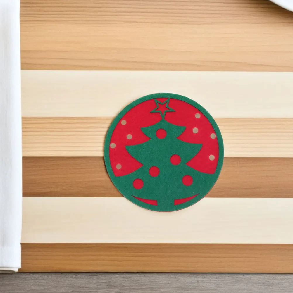 

Felt Cup Mats for Christmas Insulated Coasters Winter Party Table Placemats Xmas Tree Protectors