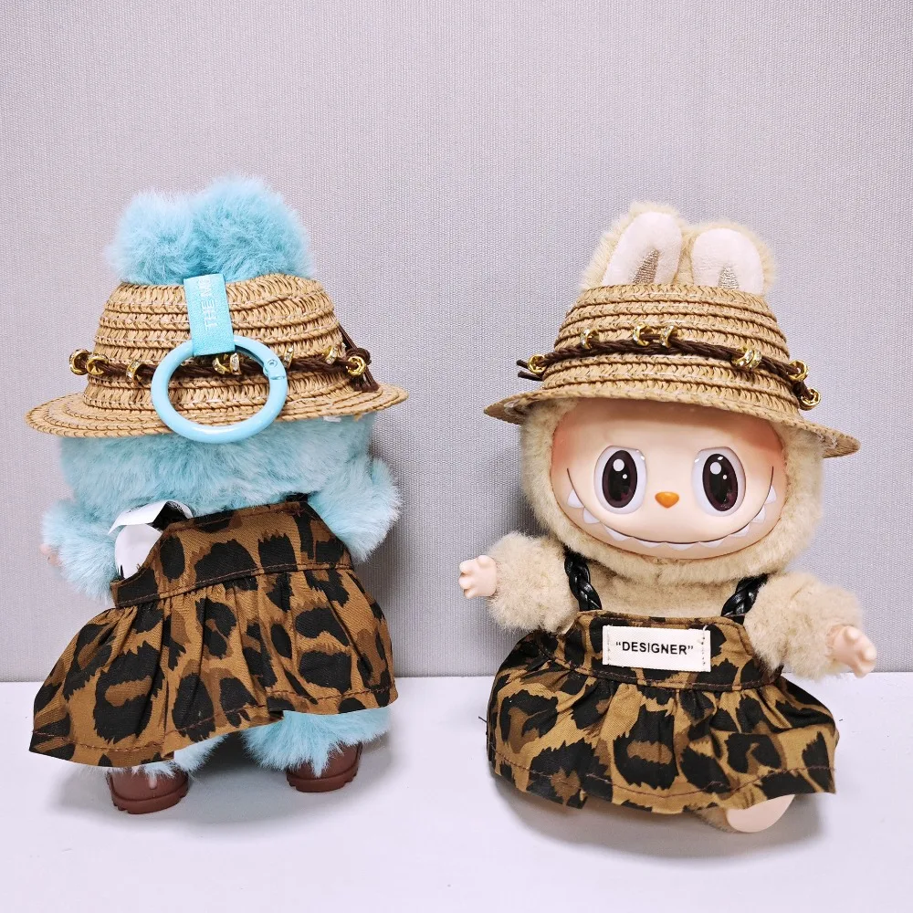 

17cm Labubu Doll Clothes Mini Doll Outfit Leopard Print Dress Doll Accessories Cultivate Sitting Party Changing Dress Game Toys