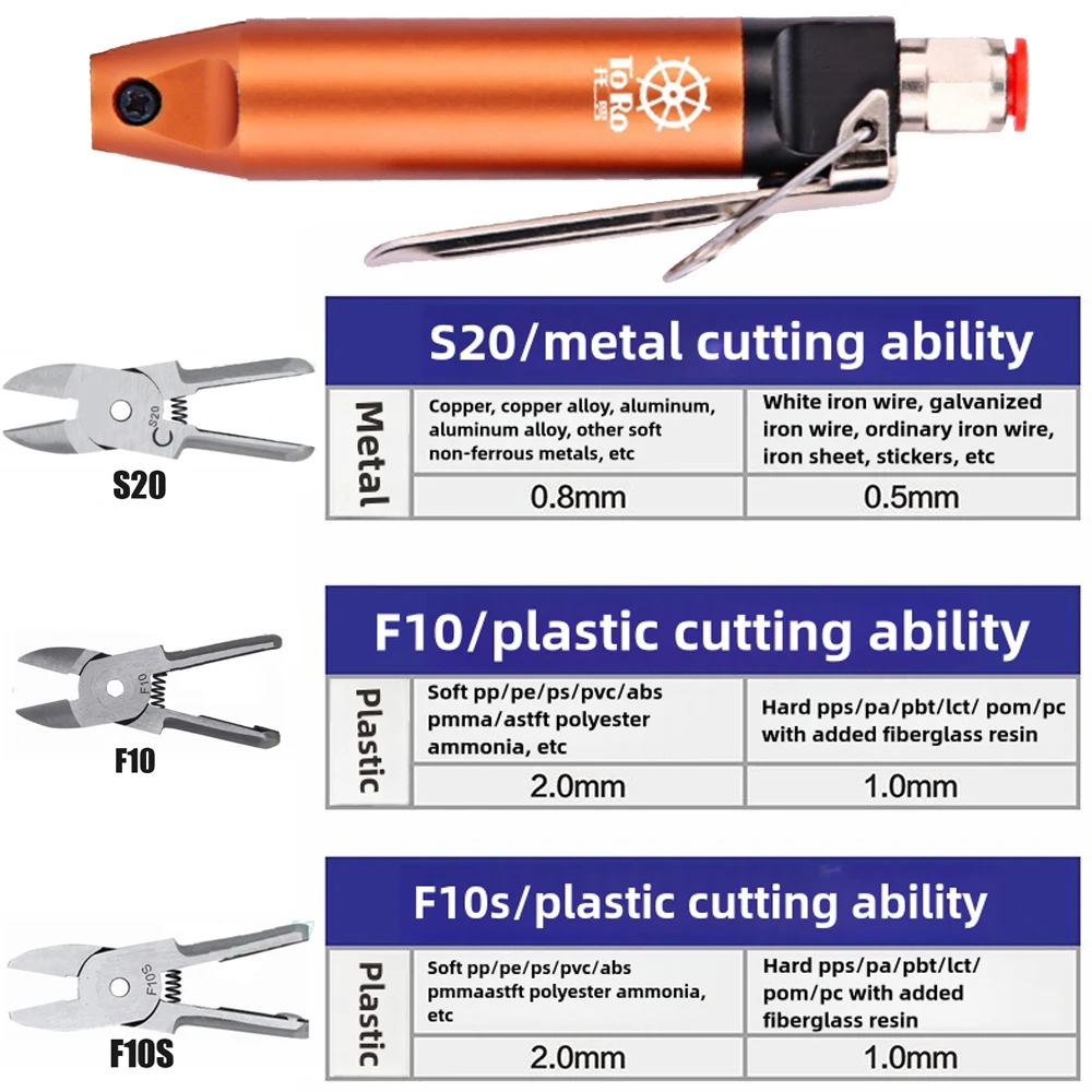 

HS-3AT Pneumatic air Nippers Scissors with F10S F10 S20 blade cutting tools for Iron Stainless Steel Brass Wire Handheld tool