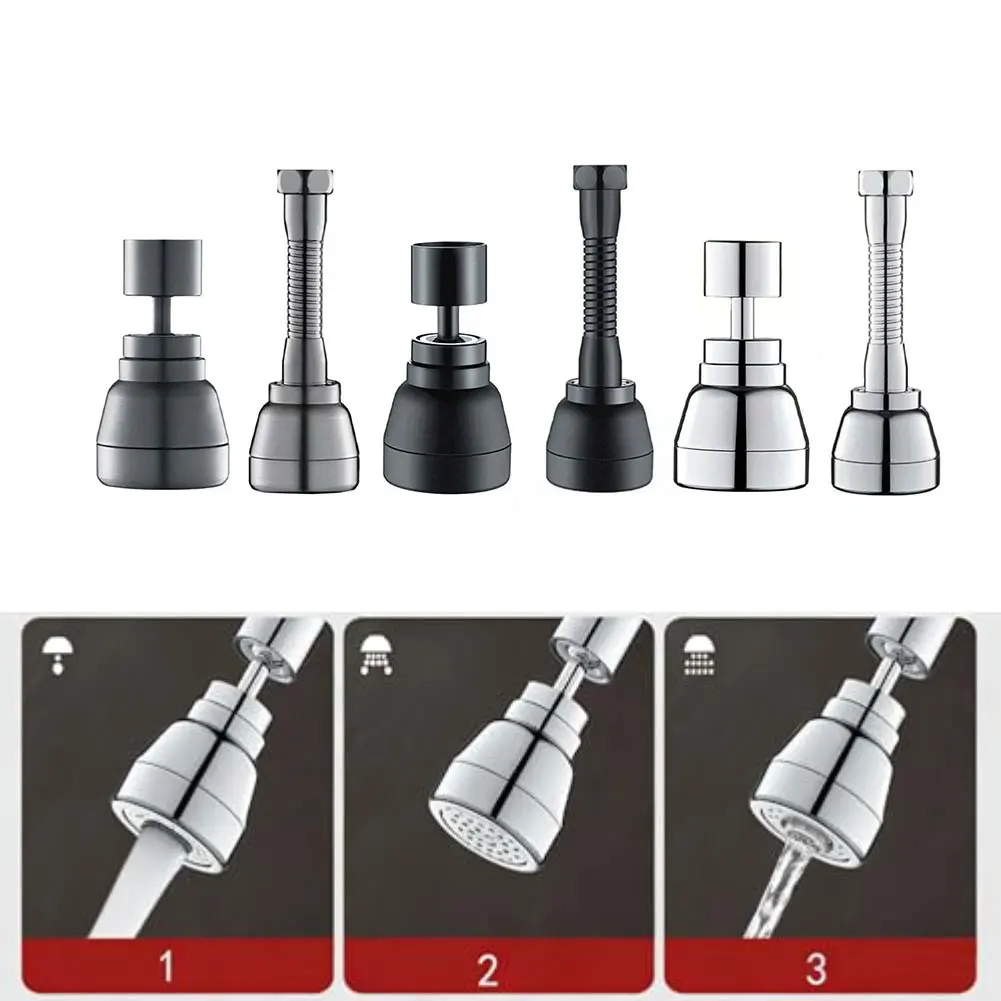 

4,2*4,2*15,4 см 360 ° Вращающийся кран с тремя режимами расхода воды и аэратором Поворотный барботерный кран высокого давления