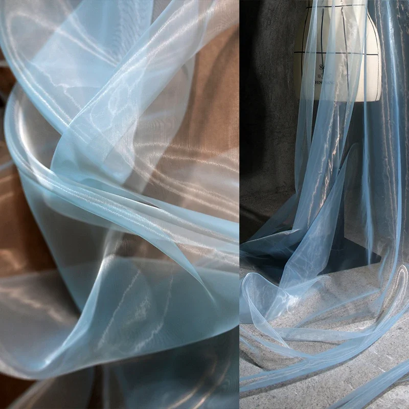 Thin water-gloss organza delicate sheer mesh wedding dress fabric Hanfu mesh dress dress fabric