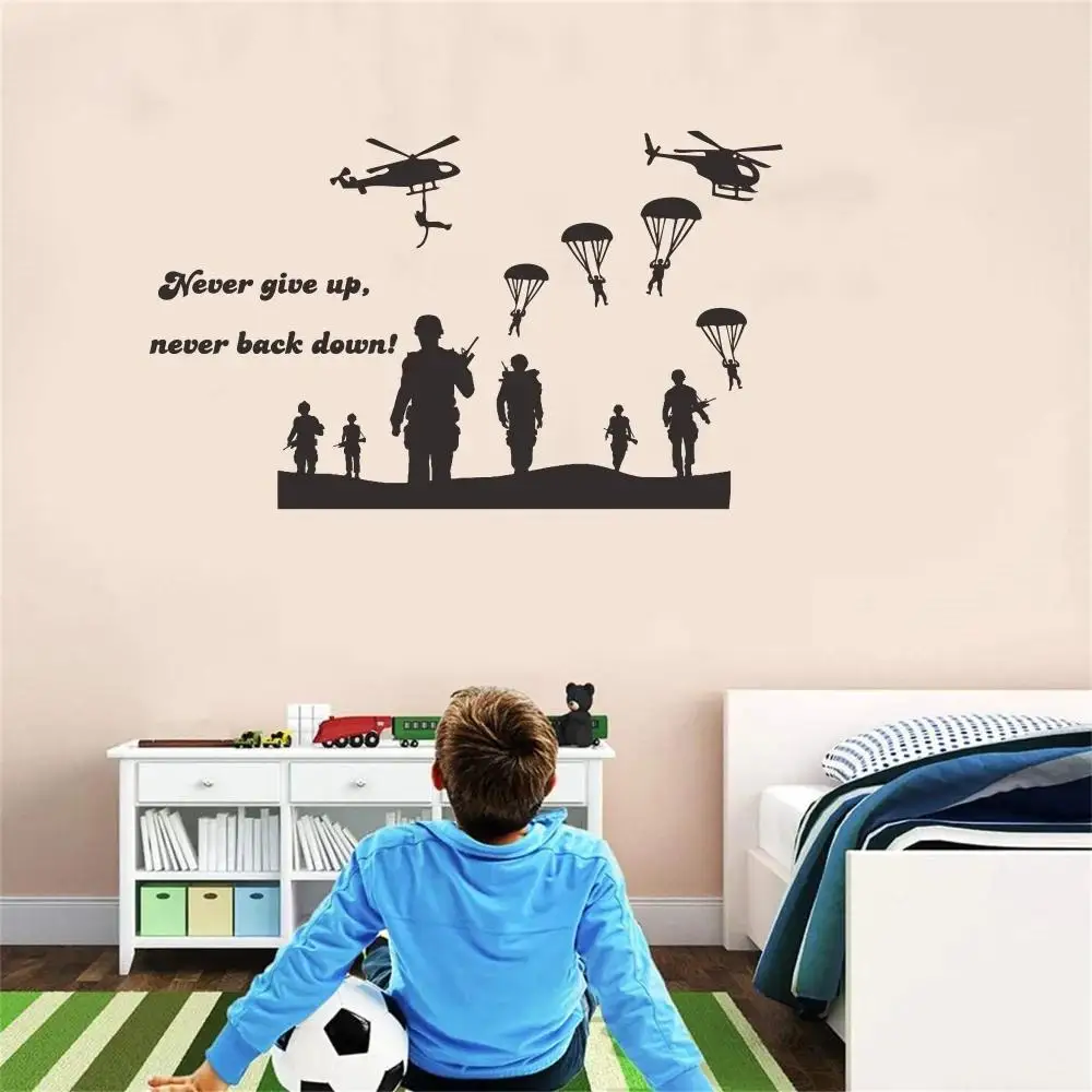 

1 pc new Military Training Helicopter Paratrooper Sniper waterproof Wall Sticker Self Adhesive Vinyl Waterproof Wall Art Decal