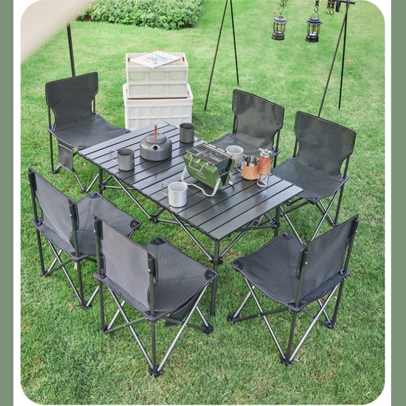 Carbon steel folding table outdoor camping Chicken rolls table storage stall table portable stall iron table wholesale