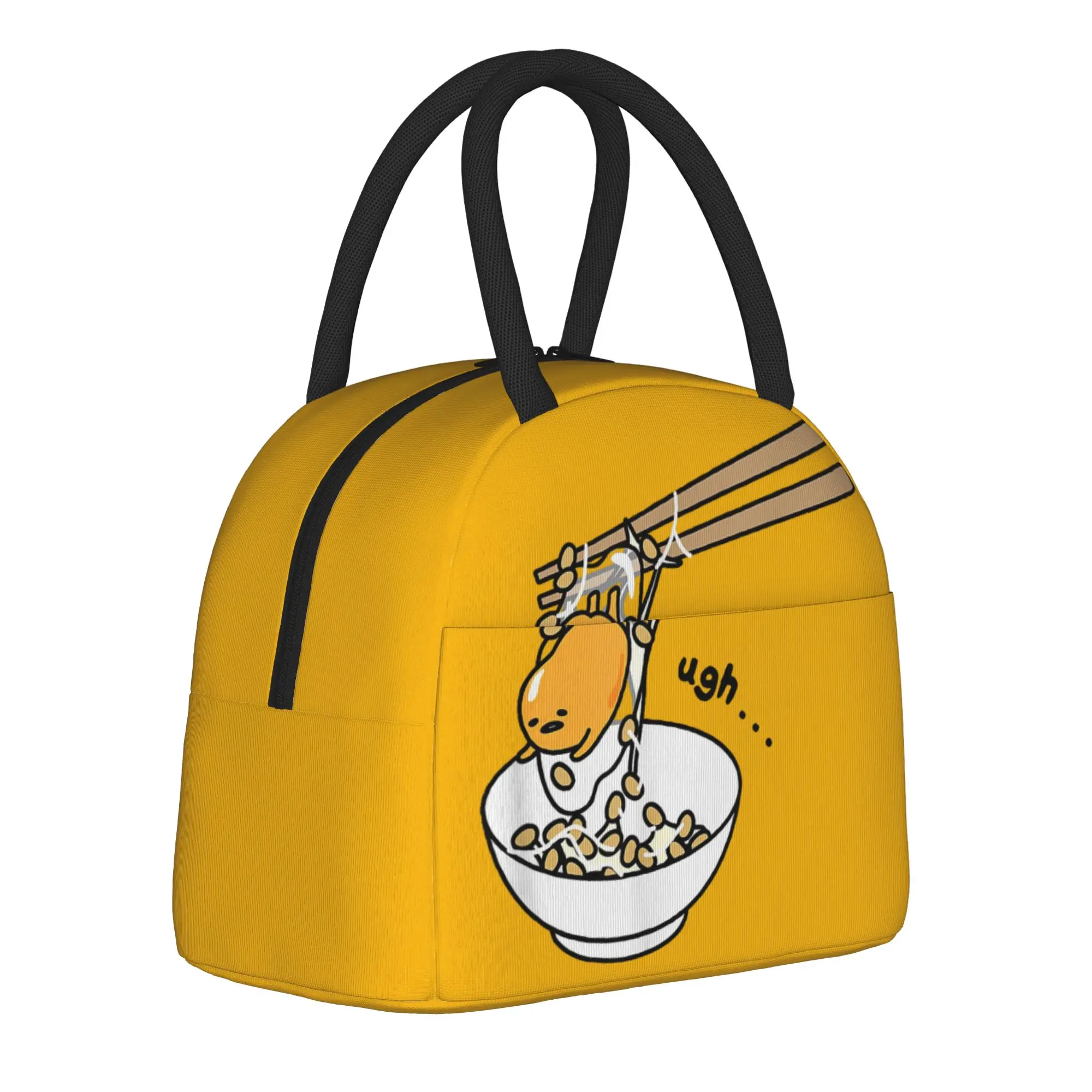 Gudetama Chopsticks Isolierte Lunchtaschen, Kühltasche, wiederverwendbar, Essensbehälter, hohe Kapazität, Tragetasche, Lunchbox für Männer und Frauen