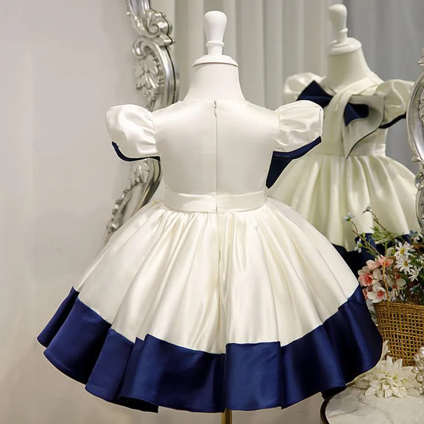 High-End Flower Girls Evening Gown Big Bow Design Spanish Vintage Children Birthday Party Dresses For Easter Eid  A1313