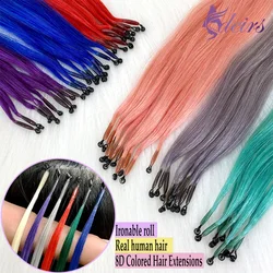 ADEIRS Colore 8D Punta Estensioni Dei Capelli 100% Veri Capelli Umani Microperline Estensioni 0.5g/Filo Colore Viola Blu Rosa Grigio 18-20inc