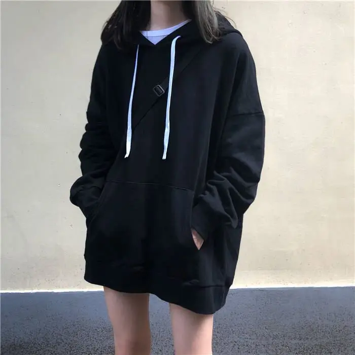 Корейские модные однотонные толстовки