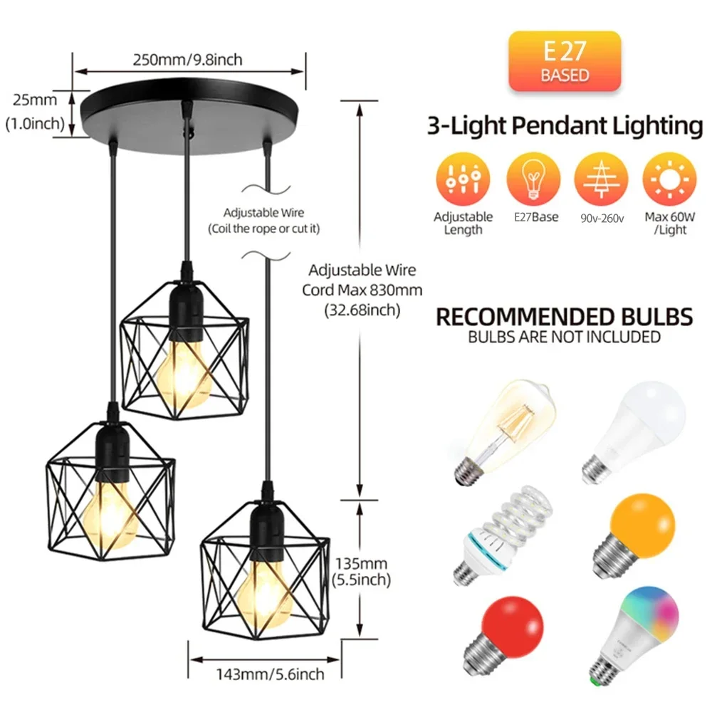 Imagem -04 - Vintage Estilo Nórdico Led Lustre Lâmpada Pendurada Iluminação de Teto Cozinha Jantar Viver Casa Natal Luz Pingente Decoração do Quarto