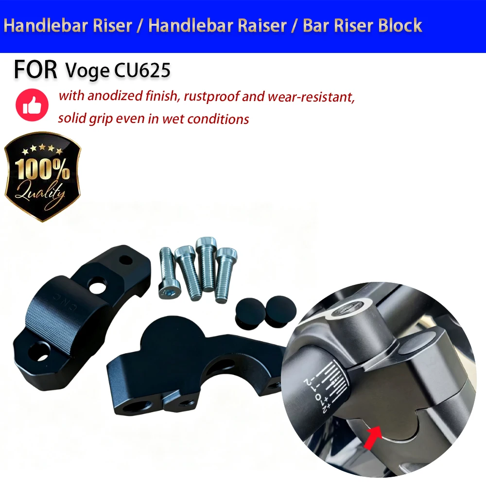 For Voge CU625 Handlebar Riser 28mm CNC Aluminum Raised Relocated No-Drill Accesorios Moto