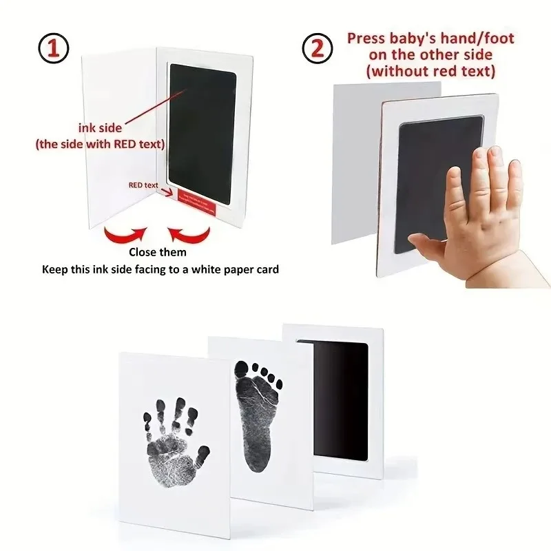Kit de 2 Almofadas de Tinta Sem Contato para Impressão de Mãos e Pés de Bebês Recém-Nascidos, Seguras, Não Tóxicas, para Marcas de Patas de Animais de Estimação e Lembranças