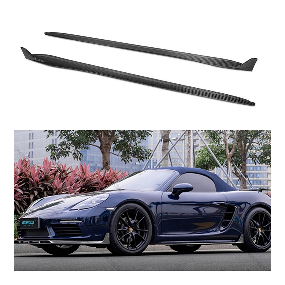 

Для Porsche 718, настоящие сухие боковые юбки из углеродного волокна, боковой спойлер, комплекты кузова, отделка автомобильных аксессуаров