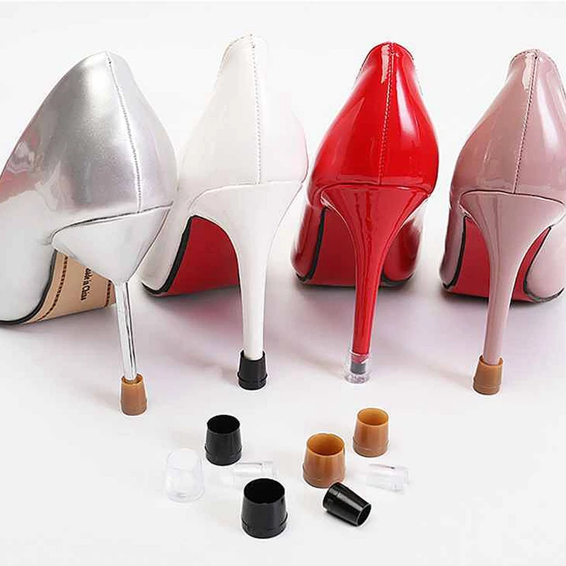 1Pair TPU Material Women High Heel Protective Cover Round Silencer Non-slip Shockproof Shoe Care Heel Plug Detachable Accessorie