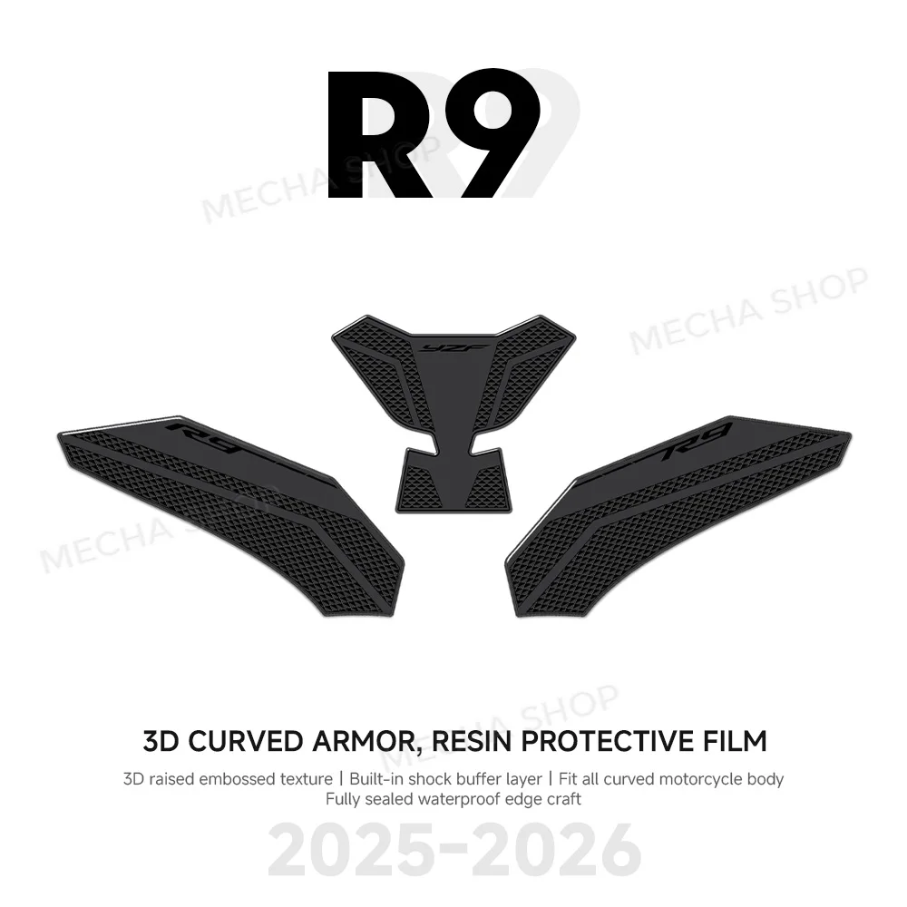 For R9 2025-2026 Tank Pad Kit 3D Resin Sticker Protection Kit Motorcycle Accessories