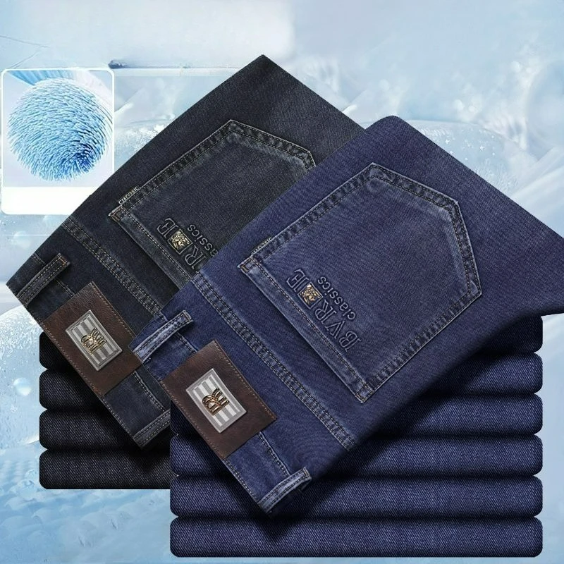 

Spring Summer Men's Fit Straight Lightweight Cotton Stretch Jeans Business Casual High Waist Thin Breathable Jeans Men Y2k Pants