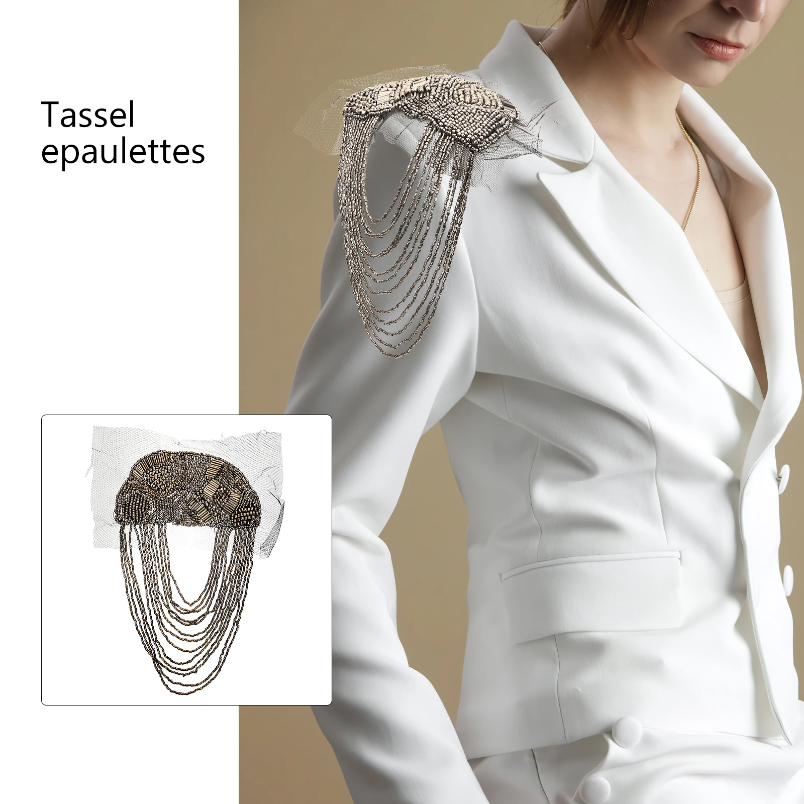 

2Pcs Retro Tassel Epaulets Brooch Mesh Shoulder Costumes Accessories Durable Materials Lion Tamer Cosplay Halloween School