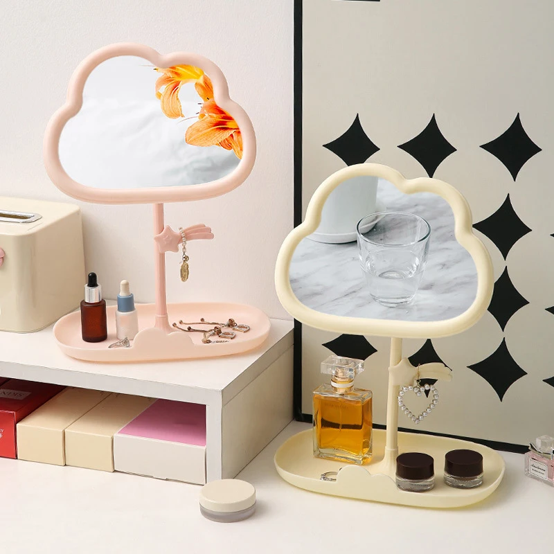 Cloud Shaped Mirror Decorative Mirrors Makeup Mirror Multifunctional Jewelry Storage Room Tabletop Mirror Home Decoration Girls