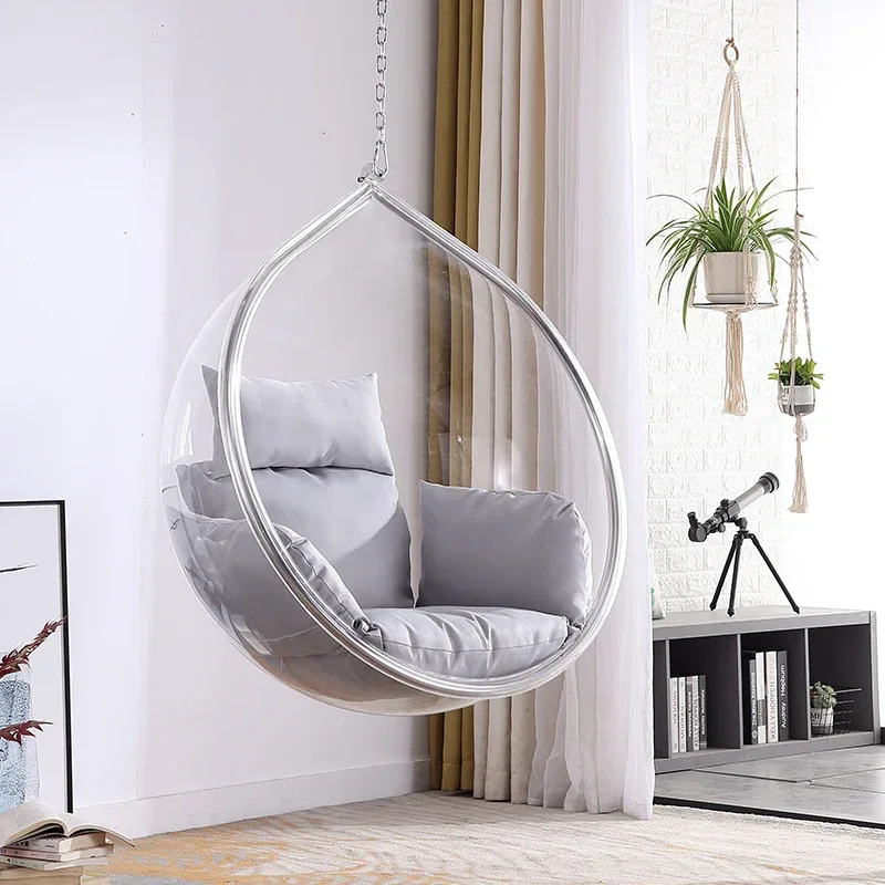 luxury Base Egg Hanging Chair Indoor Basket Transparent Swing Garden Chair Hammock Metal Cadeira Jardim Home Decoration