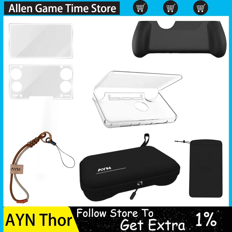 AYN THOR Dual Screen Flip Up Handheld Device Protective Case Storage Bag Lanyard Soft Bag For AYN THOR Gaming Accessories Custom