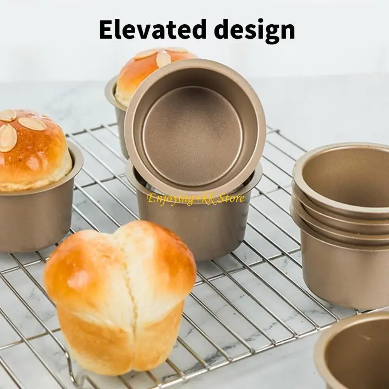 

Q1JB 6pcs Muffin Pan Heat Resistant Cupcake Mold Multipurpose Carbon Steel Cake Baking Tool Beginner Friendly Bakewares