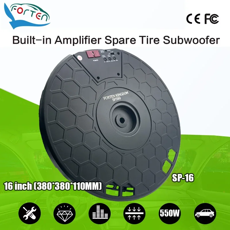 Universal 15inch Subwoofer Exterior Auto Electronics Car Powered Bass Amplifier Speaker Audio Spare Tire Tyre Subwoofers For Car