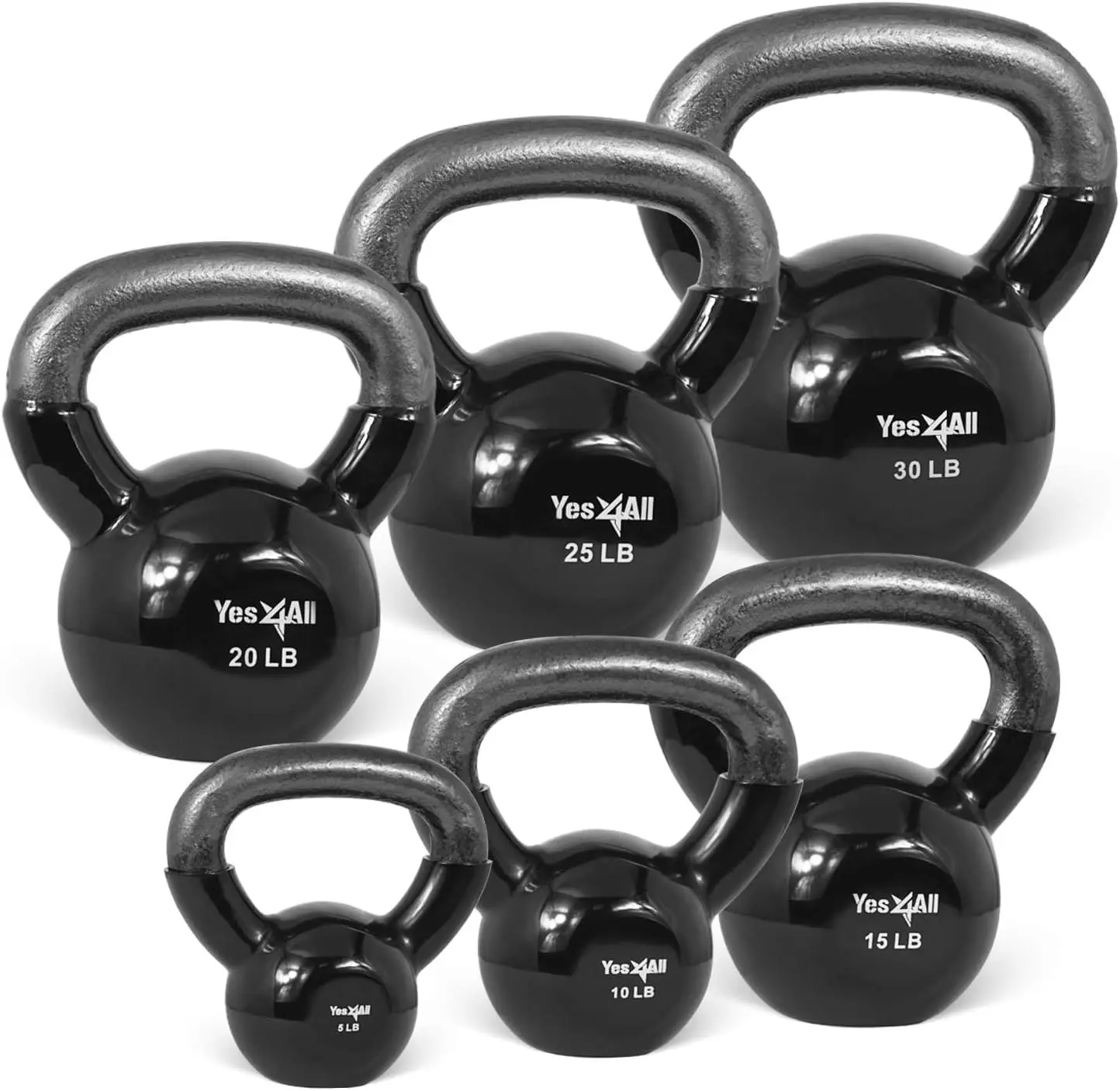 

Combo Kettlebells Vinyl Coated Weight Sets Great for Full Body Workout Equipment Push up, Grip Strength and Strength Training