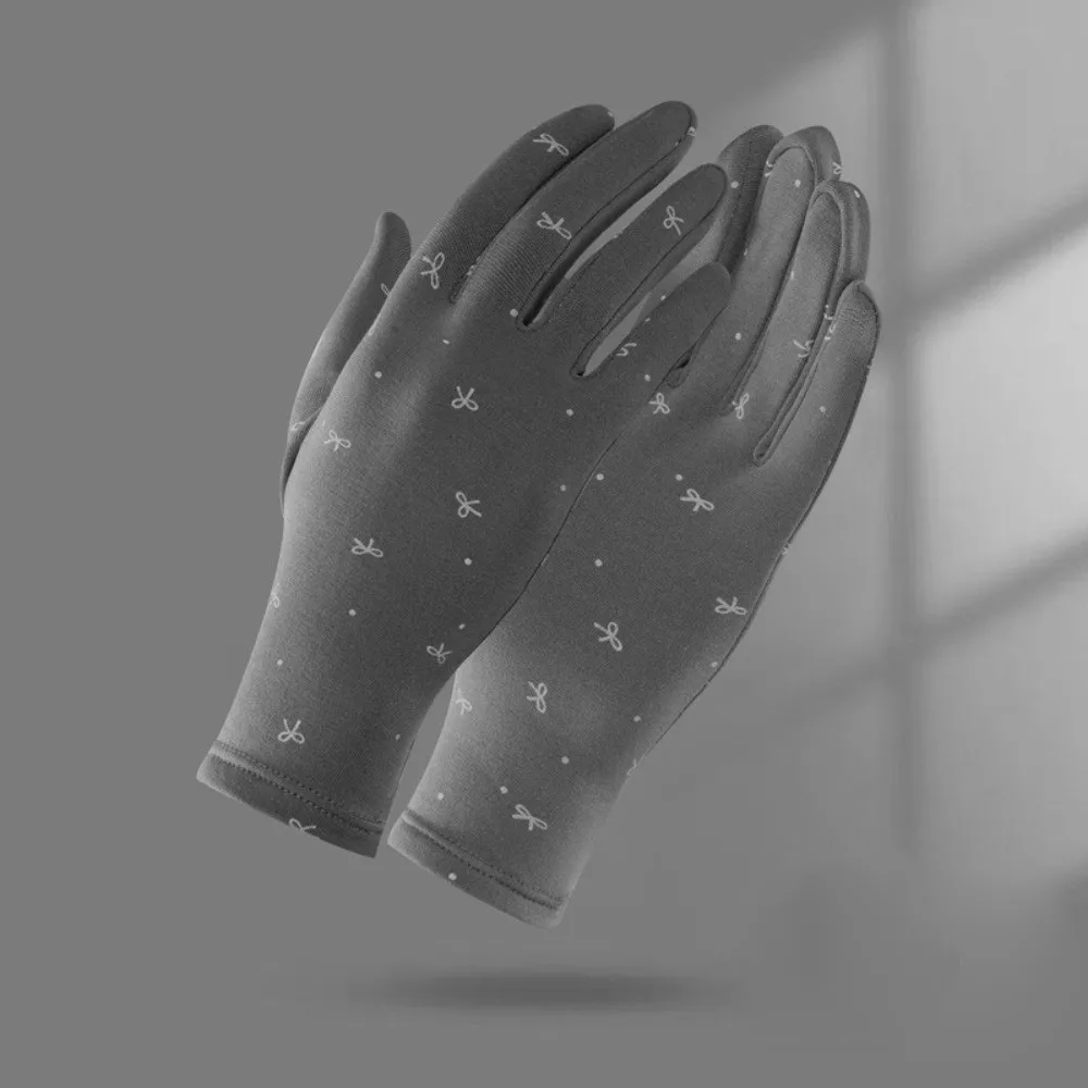 

New Bow Printed Winter Gloves Warm Windproof Driving Mittens Full Finger Coldproof Skiing Gloves Autumn and Winter