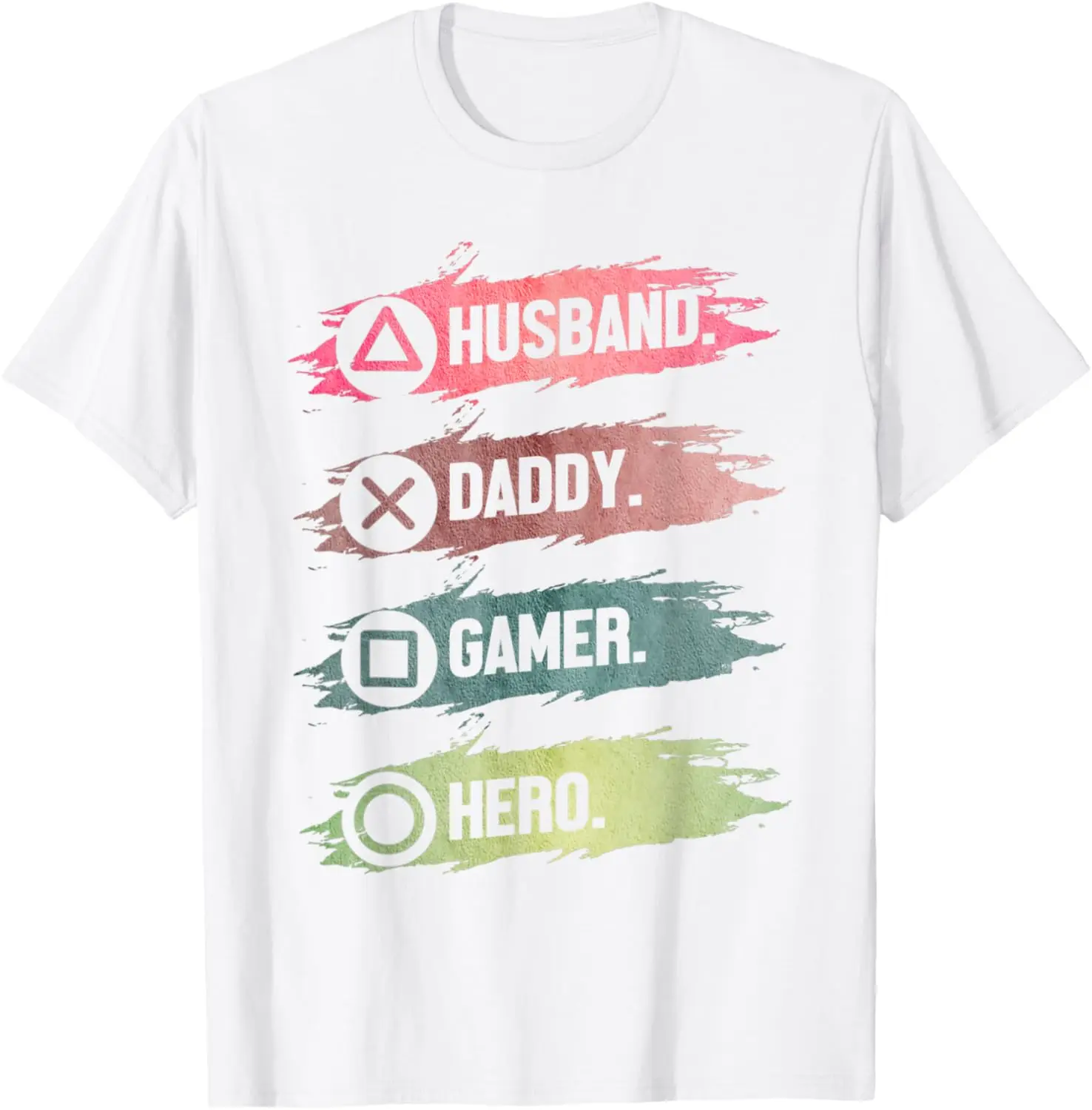 Mens Husband Daddy Gamer Hero Funny Gaming Dad Father's Day T-Shirt