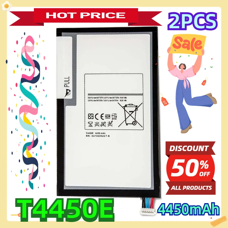 

For Galaxy Tab 3 8.0" T310 T3100 T311 T3110 SM-T310 SM-T311 GH43-03857A Replacement Tablet T4450E Battery 2pcs