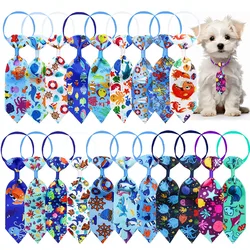 10PCS Pet Necktie Beach Party Cute Printed Dog Bow Tie Handmade Adjustable Dog Necktie Pet Grooming Accessories For Dogs and Cat