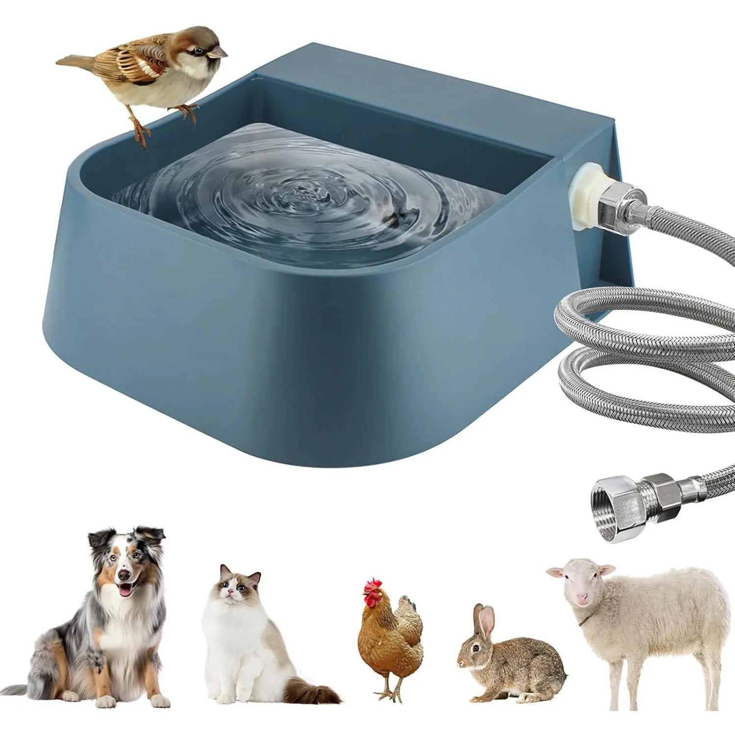 

Автоматический диспенсер для воды для собак Hamaileon с поплавковым клапаном, металлическая труба против укусов, уличный диспенсер для воды для кошек, куриных животных